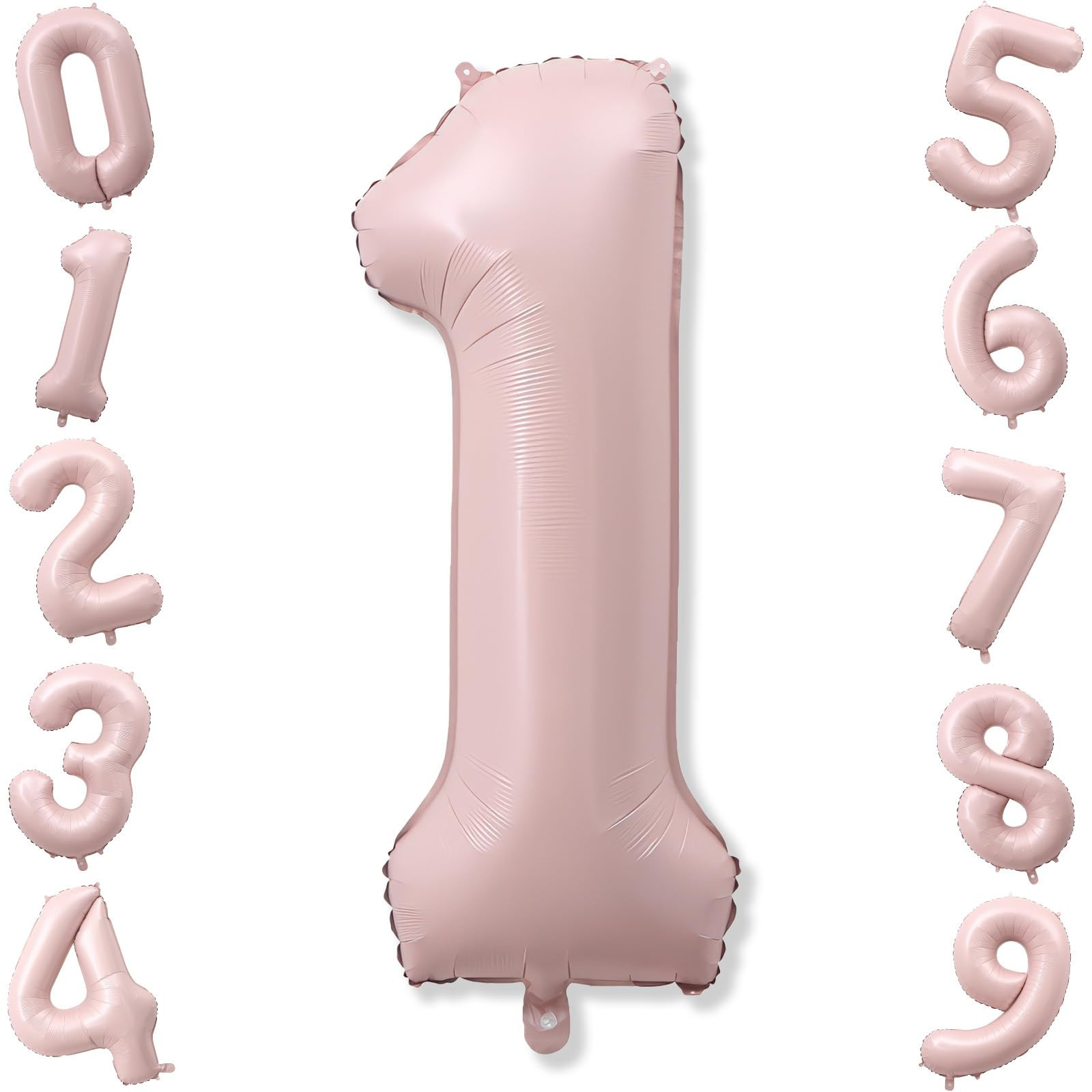 Pink 1 Balloons, 40 Inch Dusty Retro Light Pink Helium Foil Number 1 Balloon Girls, Self Inflating 1st Birthday Balloon One for Boho Anniversary Baby Shower Coquette First Birthday Party Decorations | Amazon (US)