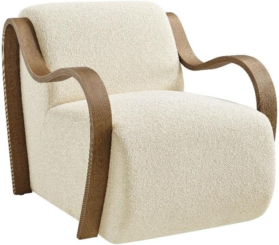Modway Atrium Boucle Upholstered Lounge Chair in Cream with Sculptural Bentwood Arms – Mid-Cent... | Amazon (US)