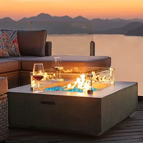 COSIEST Outdoor Propane Square Fire Pit Table, Celadon Faux Stone 35-inch Planter Base, 50,000 BTU S | Amazon (US)