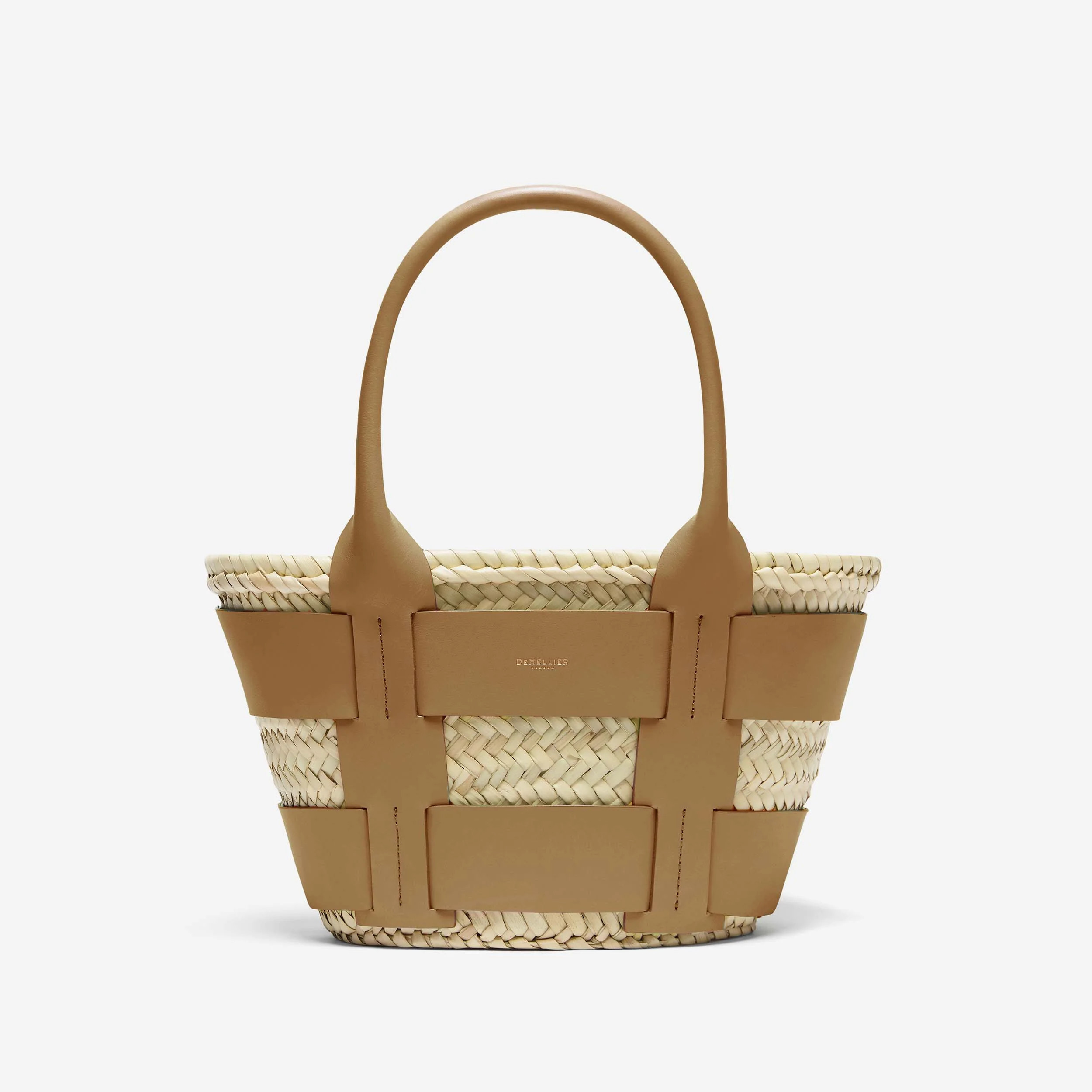 DeMellier The Mini Santorini in Natural Basket Deep Toffee Smooth Leather Mini & Nano bag | DeMellier