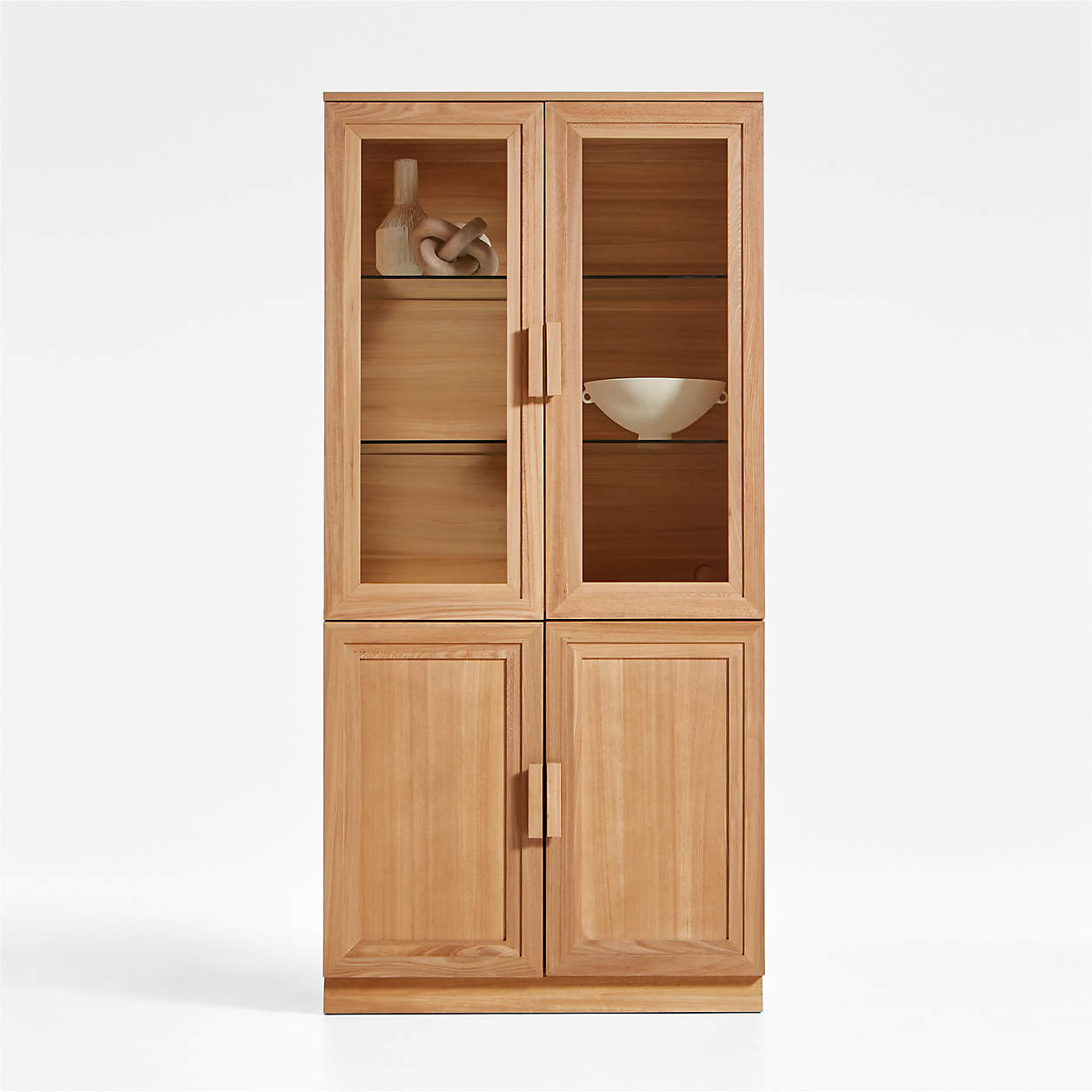 Calypso 36" Natural Wood Storage Cabinet with Glass and Wood Doors + Reviews | Crate & Barrel | Crate & Barrel