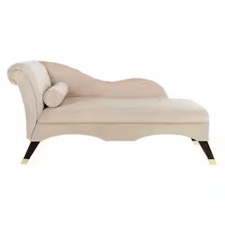 SAFAVIEH Caiden Beige/Black Chaise Lounge FOX6284C - The Home Depot | The Home Depot