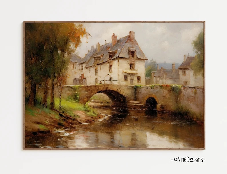 Rustic European Village Print Country Cottage Art Antique - Etsy Canada | Etsy (CAD)
