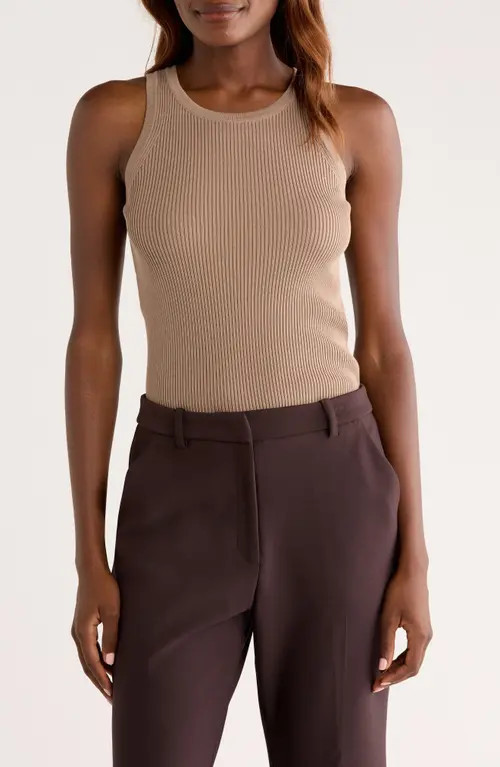 Max Mara Amburgo Cotton Rib Tank in Beige at Nordstrom, Size X-Large | Nordstrom