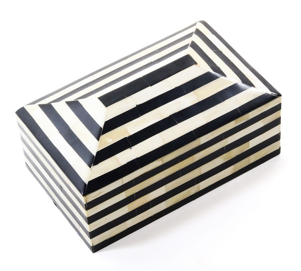 Rowan Ivory/Black Decorative Box | Pottery Barn (US)