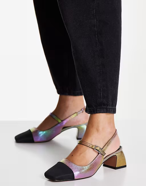 ASOS DESIGN Syon mary jane mid heeled shoes in multi | ASOS | ASOS (Global)