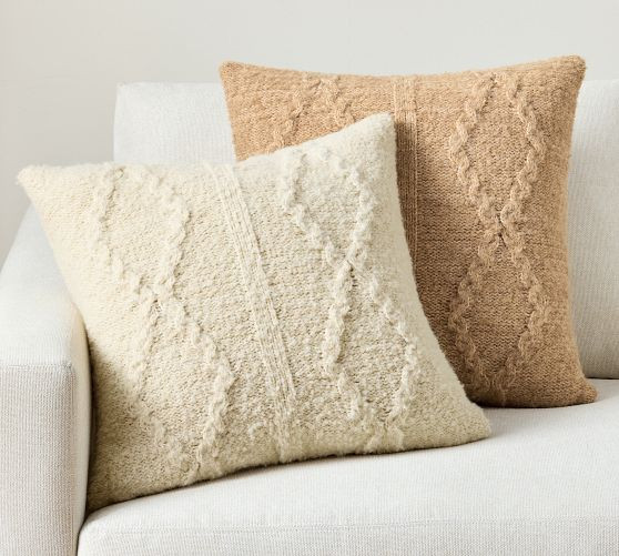 Diamond Cable Knit Pillow Cover | Pottery Barn (US)