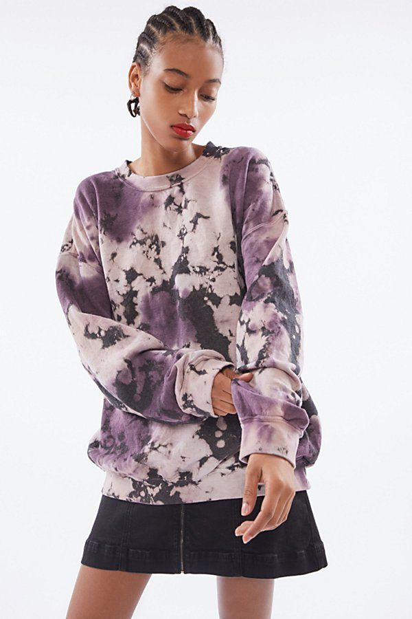 Urban Renewal Recycled Splatter Tie-Dye Crew Neck Sweatshirt - Purple at Urban Outfitters | Urban Outfitters (US and RoW)