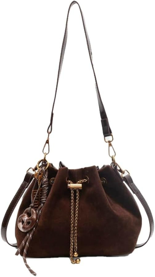 Mini Bucket Bag Soft Leather Purse Vintage Tote Hobo Satchel With Retro Charm Drawstring Shoulder... | Amazon (US)