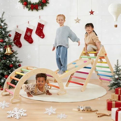 Tiny Land Pikler Triangle Set, 7-in-1 Foldable Pikler Triangle Climbing Toys Set for Kids,Baby In... | Amazon (US)