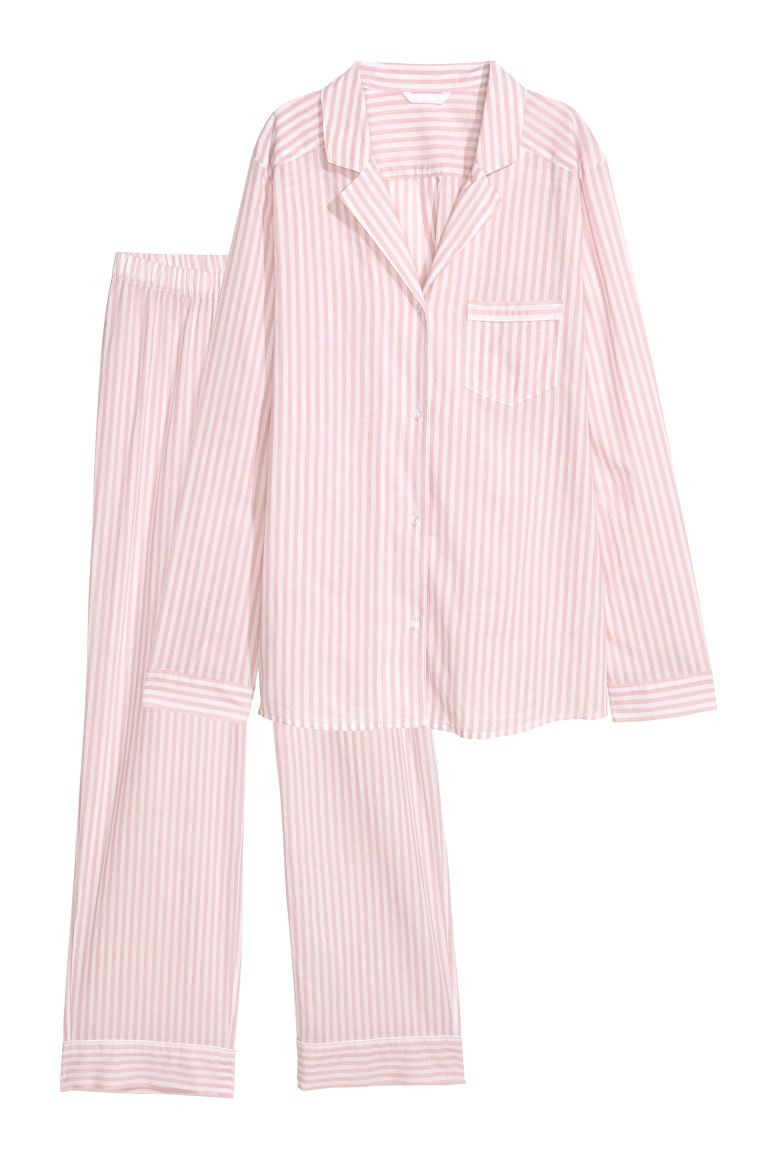 Pyjama shirt and bottoms - Powder pink - Ladies | H&M GB | H&M (UK, MY, IN, SG, PH, TW, HK)