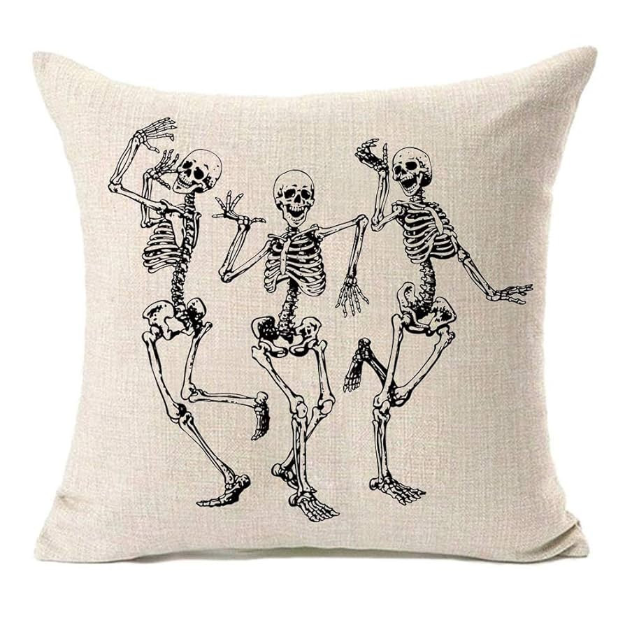 MFGNEH Halloween Skull Pillow Covers, Home Decor Cotton Linen Sofa Throw Pillow Case Cushion Cove... | Amazon (US)