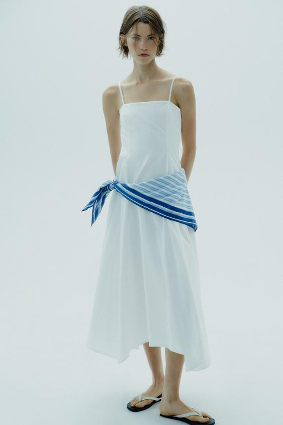 STRIPED SCARF MIDI DRESS | Zara UK