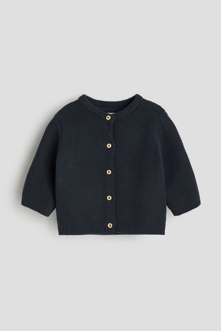 Knit Cardigan - Long sleeve - Regular length - Navy blue - Kids | H&M US | H&M (US + CA)