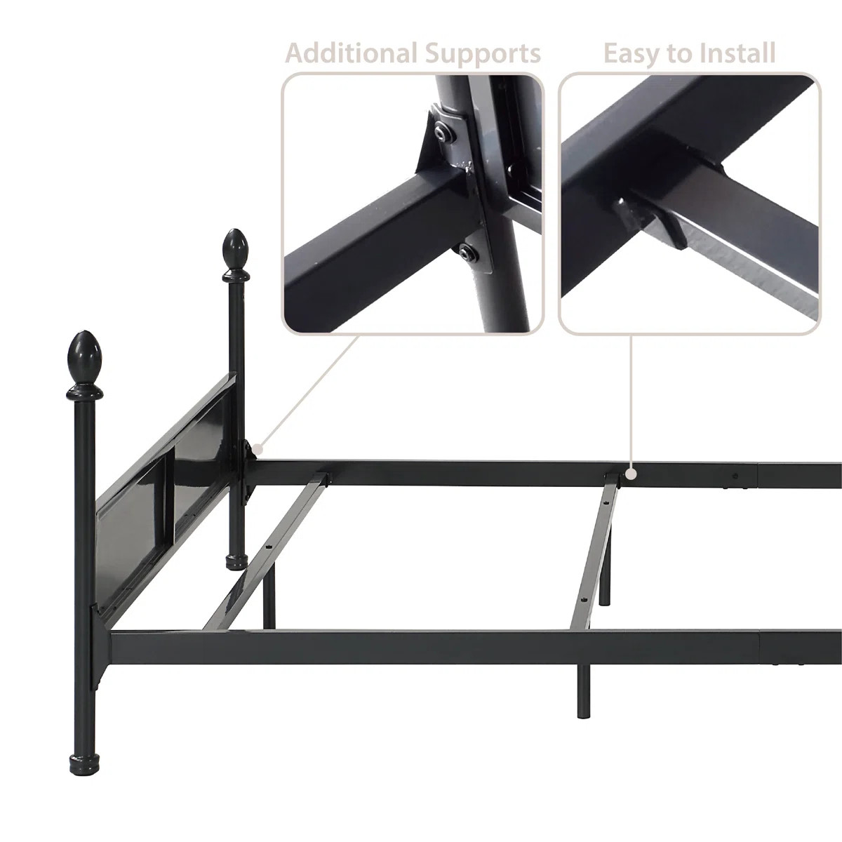 Fawnda Metal Four Poster Bed with Upholstered Headboard | Wayfair North America