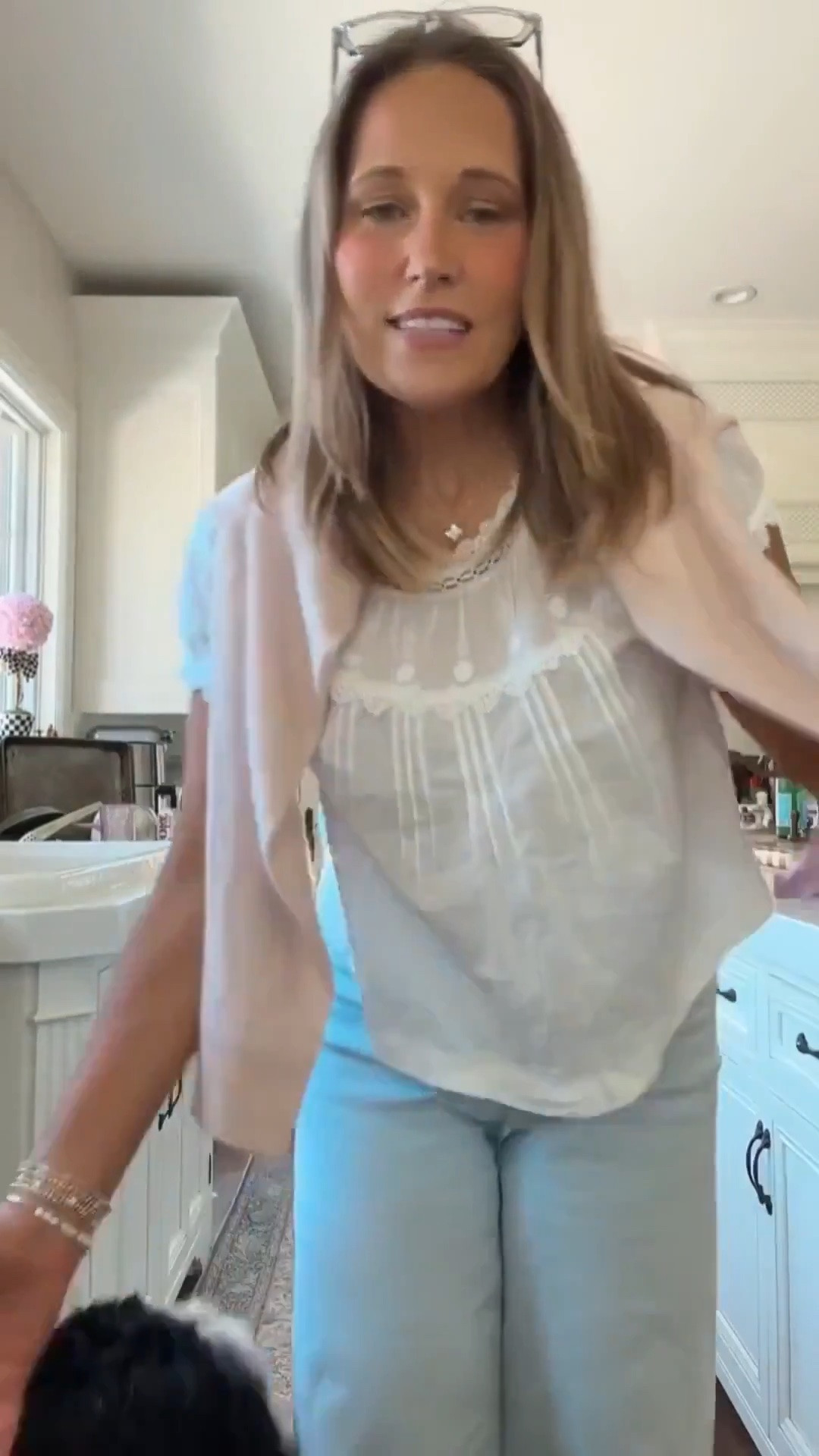 This blouse has the prettiest feminine details, and I love it paired with a soft pink cashmere sweater. The combination works beautifully for lunch with friends, the office, or weekend plans. Such a pretty pairing to keep in your wardrobe for so many occasions.

#LTKSeasonal #LTKOver40 #LTKMidsize