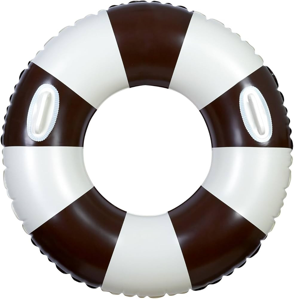 Large Swim Ring with Handles for Kids Adults, 35 Inch Classic Striped Pool Inner Tubes, Inflatabl... | Amazon (US)