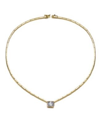 14K Gold Plated Cubic Zirconia East-West Solitaire Necklace - Gold | Macy's
