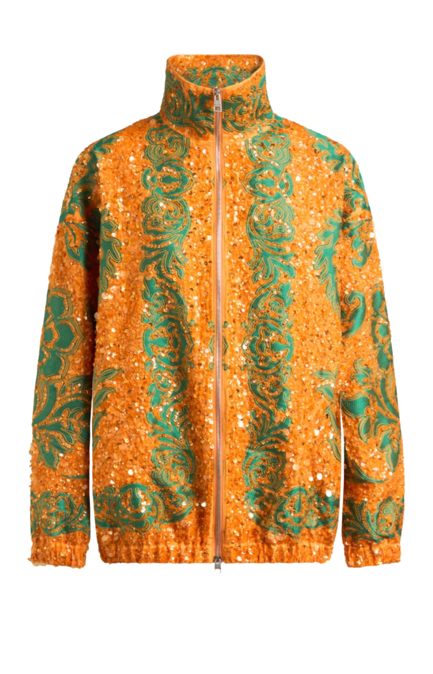 Bomber Jacket with All-Over Sequin Embroidery | Ludivine