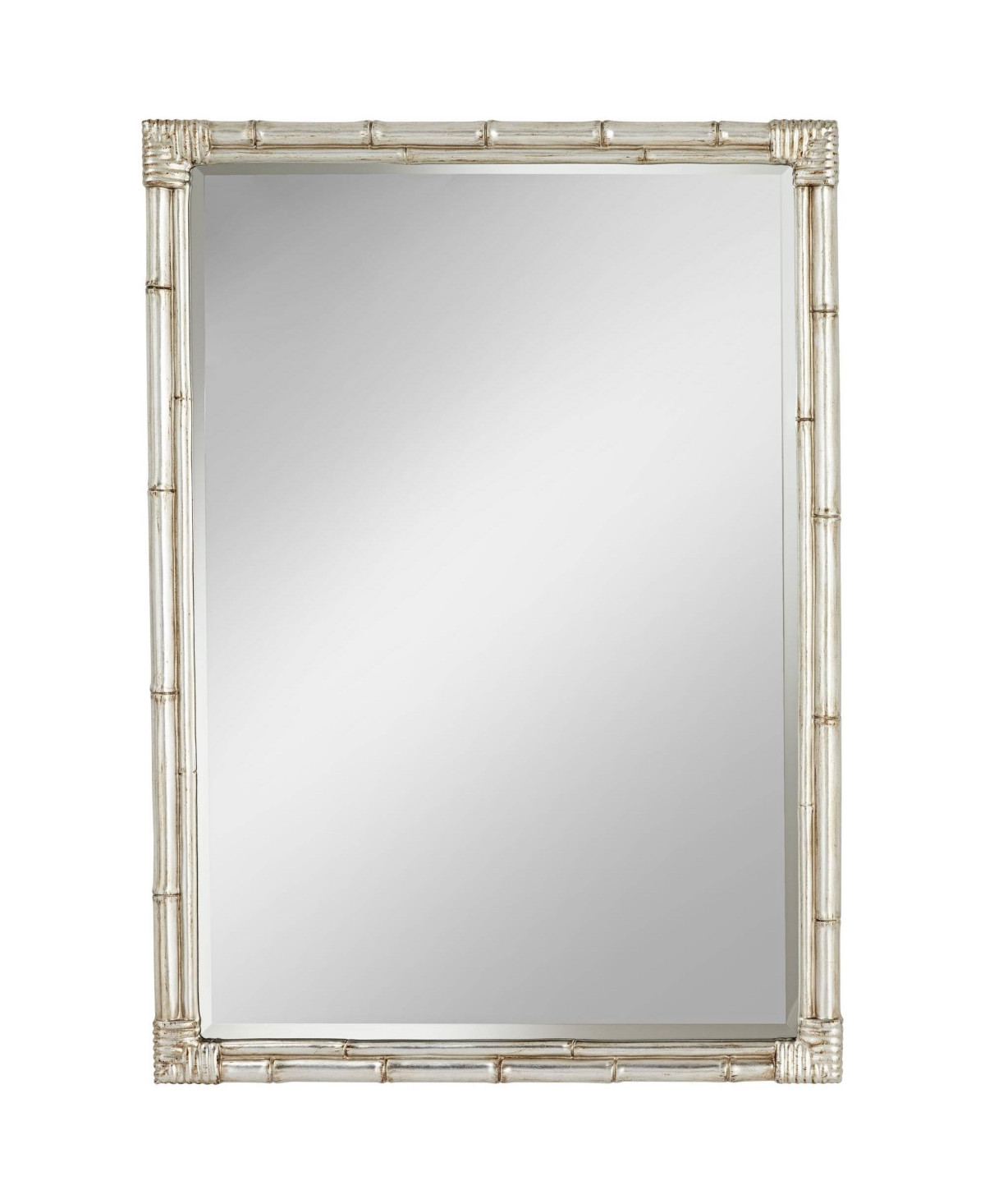 Takeo Rectangular Vanity Decorative Wall Mirror Modern Rustic Style Distressed Silver Faux Bamboo Frame Beveled 31" Wide for Bathroom Bedroom Liv | Macy's