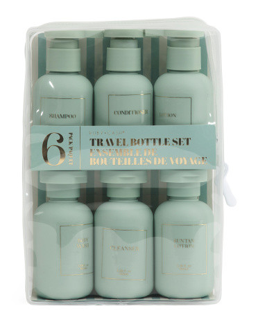6Pc Hotel Travel Bottles Set, Leather | TJ Maxx