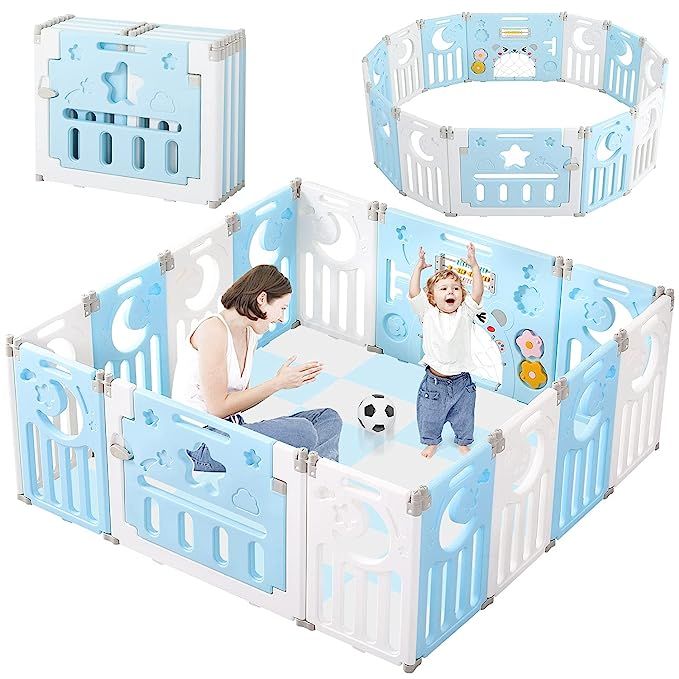 Baby Playpen, Dripex Upgrade Foldable Kids Activity Centre Safety Play Yard Home Indoor Outdoor B... | Amazon (US)