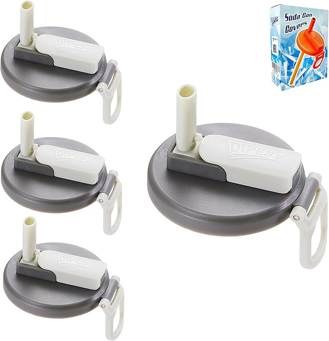4 Pack Reusable Soda Can Lids with Silicone Straws – BPA-Free, Airtight Seal, Spill-Proof, Easy... | Amazon (US)