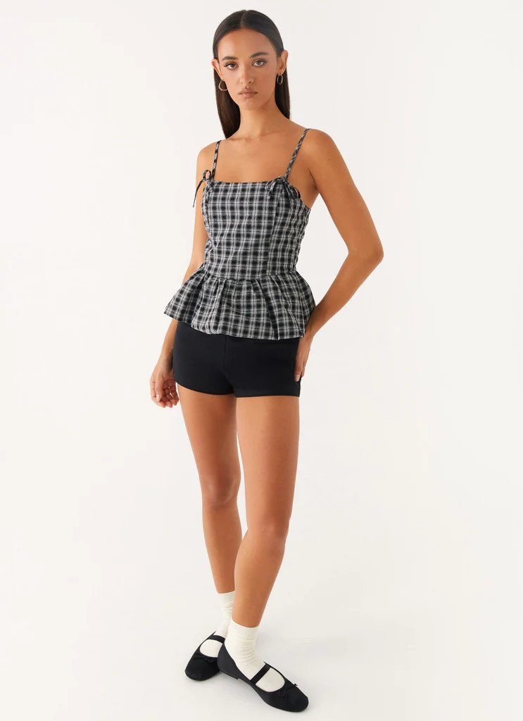 Laura Top - White Black Check | Peppermayo (Global)
