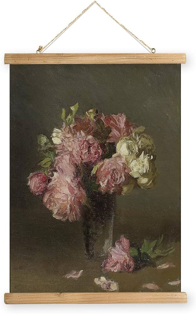 XIAOAIKA Retro Flower Oil Painting Theme Canvas Wall Art Canvas Hanging Painting, Flower Home Dec... | Amazon (US)