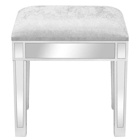 Modern Style Mirrored Vanity Stool Silver Gray | Walmart (US)