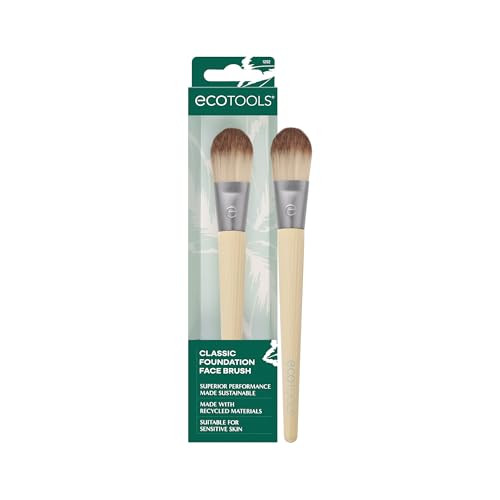 EcoTools Classic Foundation Face Brush, For Liquid, & Cream Foundation, Flat Foundation Brush, Makeup Brush For Natural Makeup, Buildable Coverage, Synthetic Bristles, Cruelty- Free, 1 Count | Amazon (US)