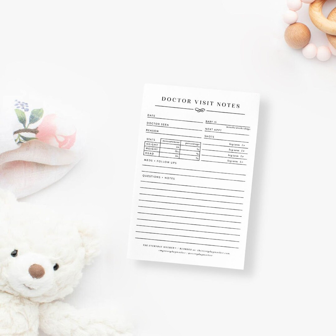 Doctor Visit STICKY NOTEPAD Easily Track Doctor Visit Notes Add-on for the Everyday Mother & the ... | Etsy (US)