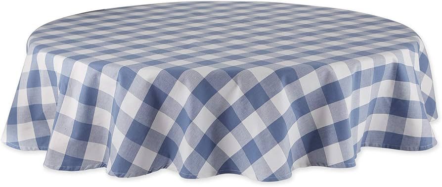 DII Buffalo Check Collection, Classic Farmhouse Tablecloth, Tablecloth, 70" Round, Stonewash Blue | Amazon (US)