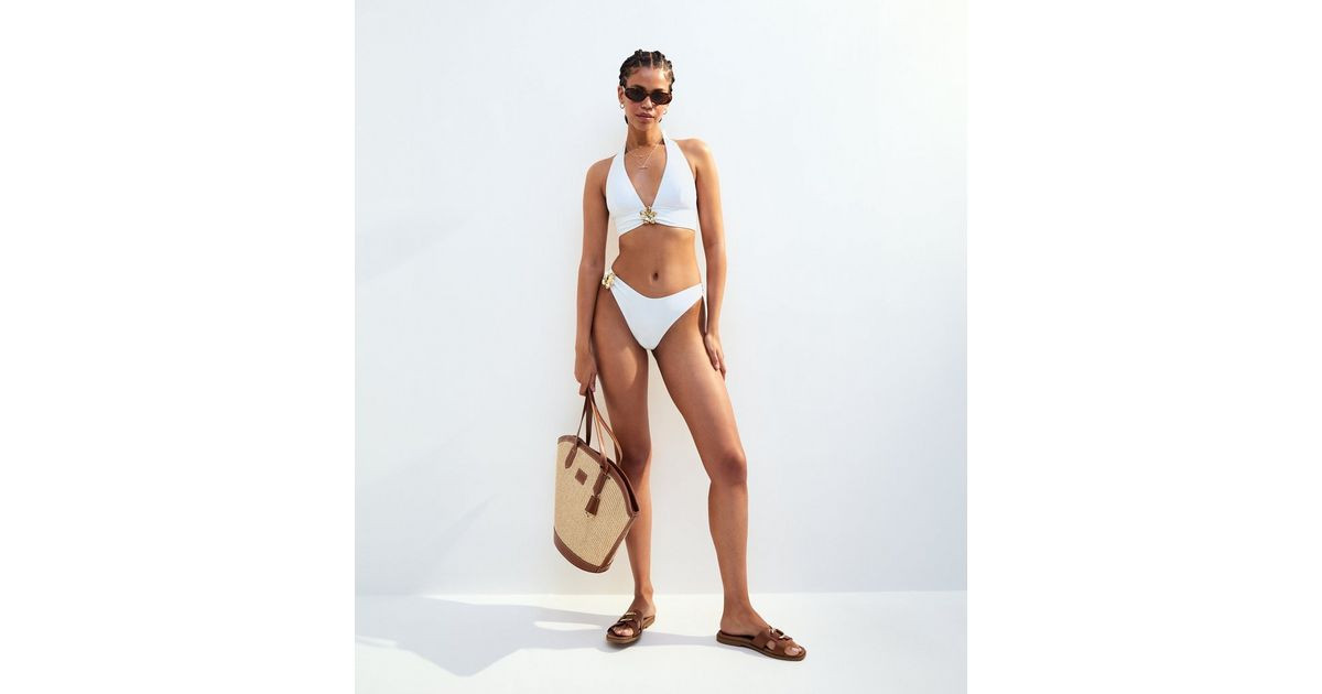 Cream Floral Detail Bikini Bottoms | New Look | New Look (UK)