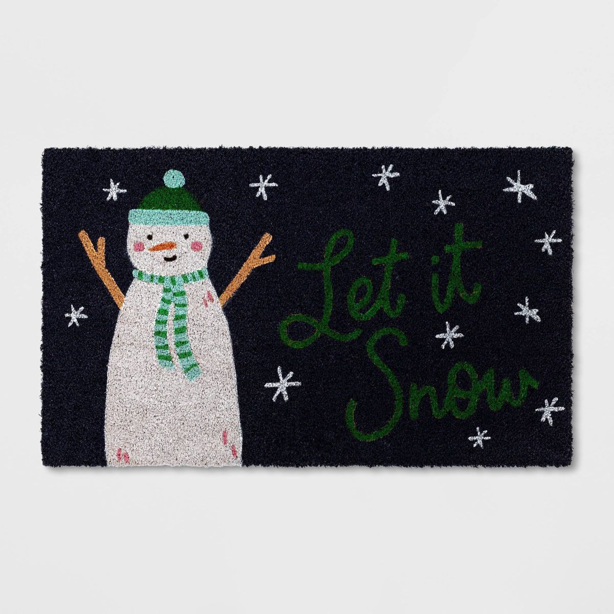 1'6"x2'6" 'Let It Snow' Coir Christmas Doormat Blue/White - Wondershop™ | Target