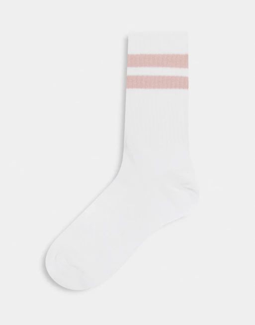 Weekday Eleven organic cotton 3 pack multi stripe socks in white | ASOS (Global)