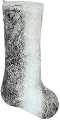 Gireshome white faux fur stripe Christmas stocking Xmas Tree Decor Festival Party Ornament 10"x18... | Amazon (US)