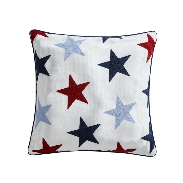 Mainstays 18" x 18" Cord Stars White/Blue Patriotic Decorative Pillow - Walmart.com | Walmart (US)