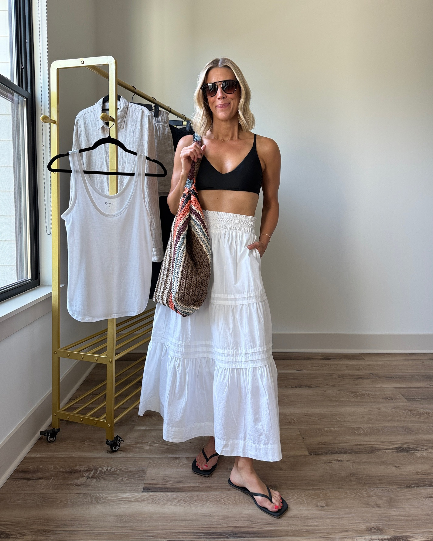 Wearing small bikini top/bottom, sm/reg poplin skirt, xs tank 

@Quince #quincepartner
