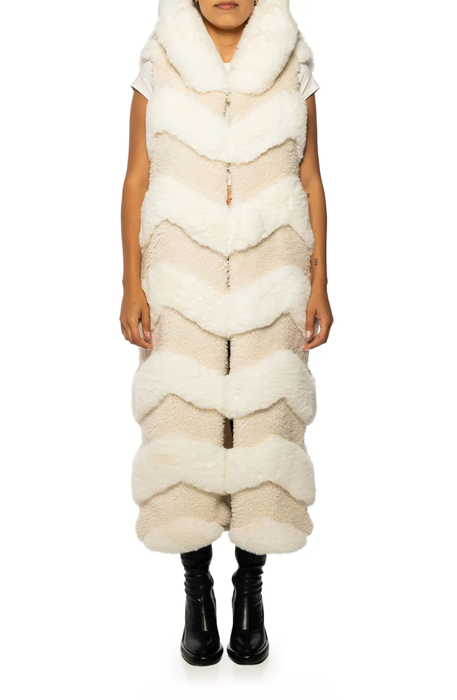 Hooded Faux Fur & Faux Shearling Long Vest | Nordstrom