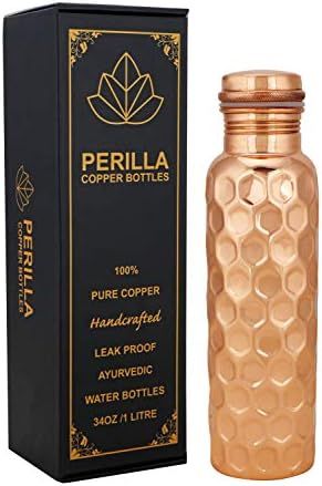 Perilla Home Copper Water Bottle 34 Oz Leak Proof 100% Pure - an Ayurvedic Copper Vessel - Drink ... | Amazon (US)
