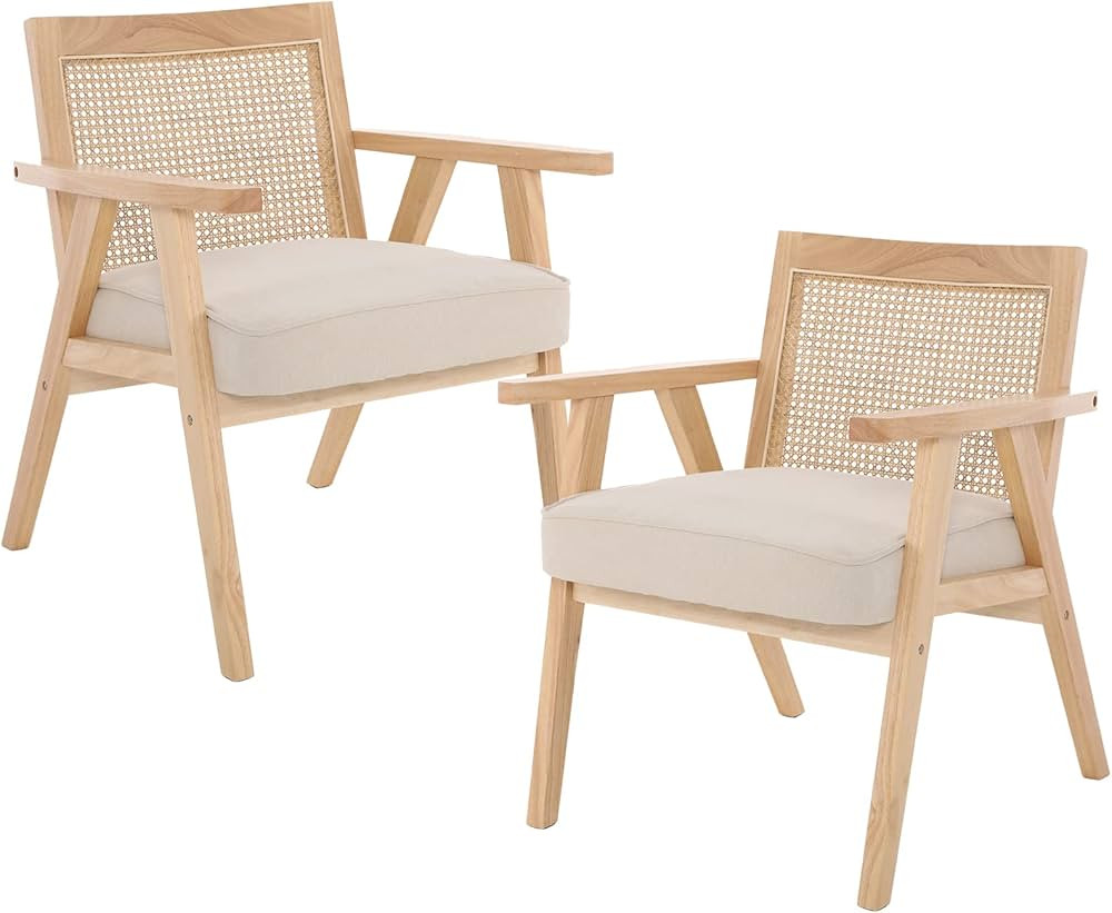 ZHENGHAO Mid Century Modern Accent Chairs Set of 2, Upholstered Lounge Armchair with Mesh Back Re... | Amazon (US)