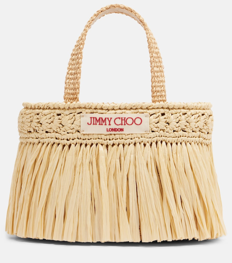 Jimmy Choo Mini fringed raffia top-handle bag | Mytheresa (US/CA)