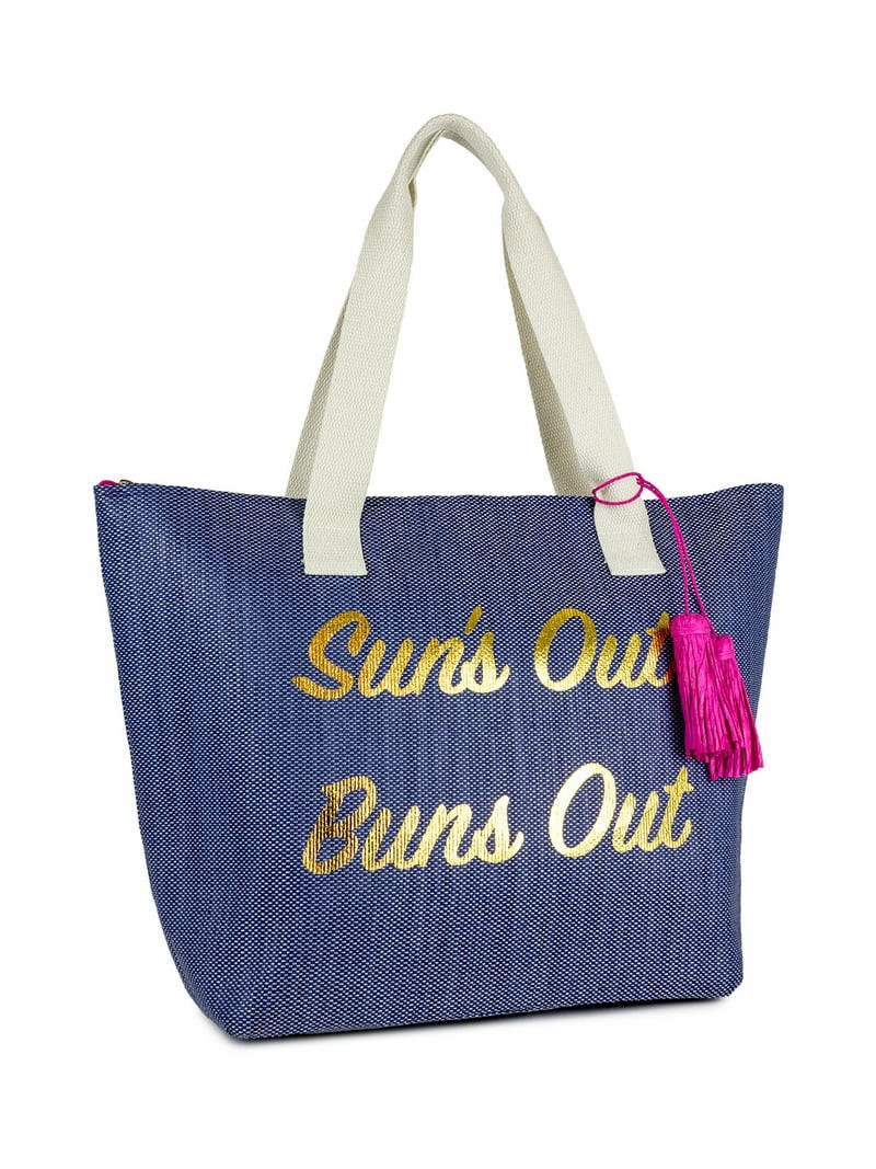 Magid Women's Insulated Straw Beach Tote Bag with Tassel, Denim | Walmart (US)