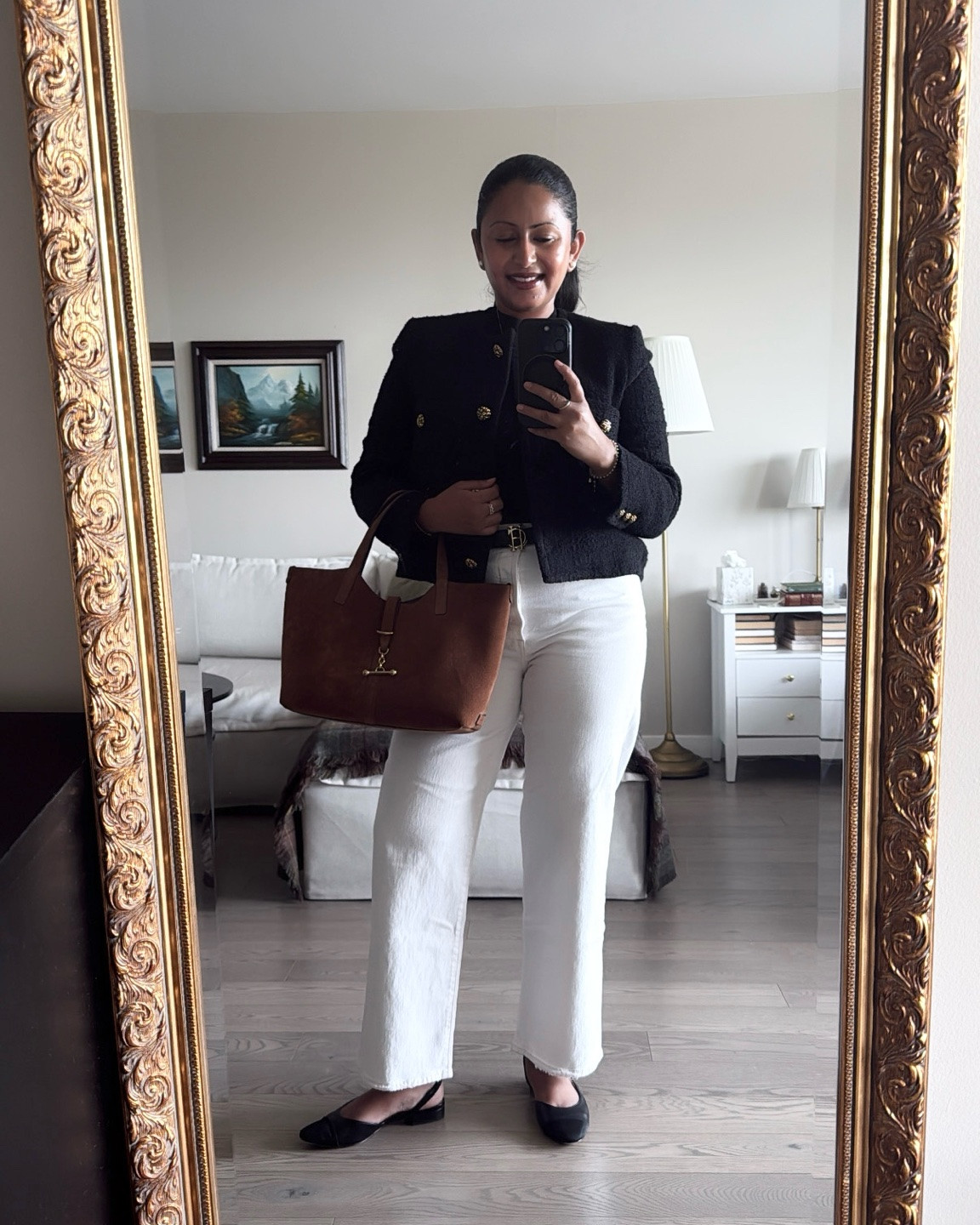 Elegant autumn office attire in @levi ba&sh Paris and @Strathberry 🍁🖤

#LTKootd #LTKWorkwear #LTKPetite