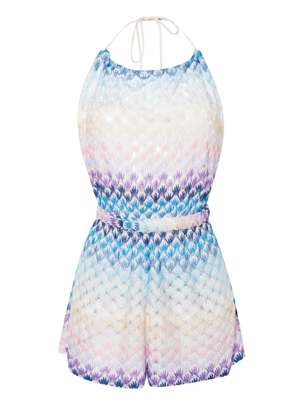 lace-effect open-back playsuit | Farfetch Global