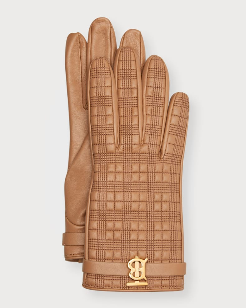 Burberry Check Leather Gloves | Neiman Marcus