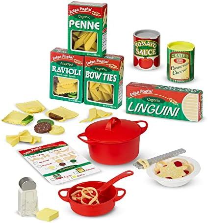 Melissa & Doug Prepare & Serve Pasta Play Food Set - Wooden Play Food Sets For Kids Kitchen, Pret... | Amazon (US)