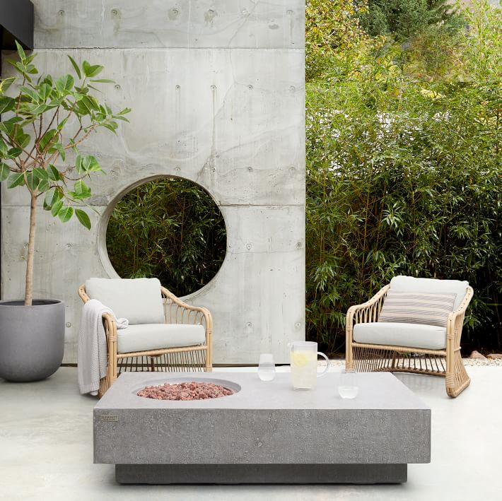 Rectangle Pedestal Fire Pit Table | West Elm (US)