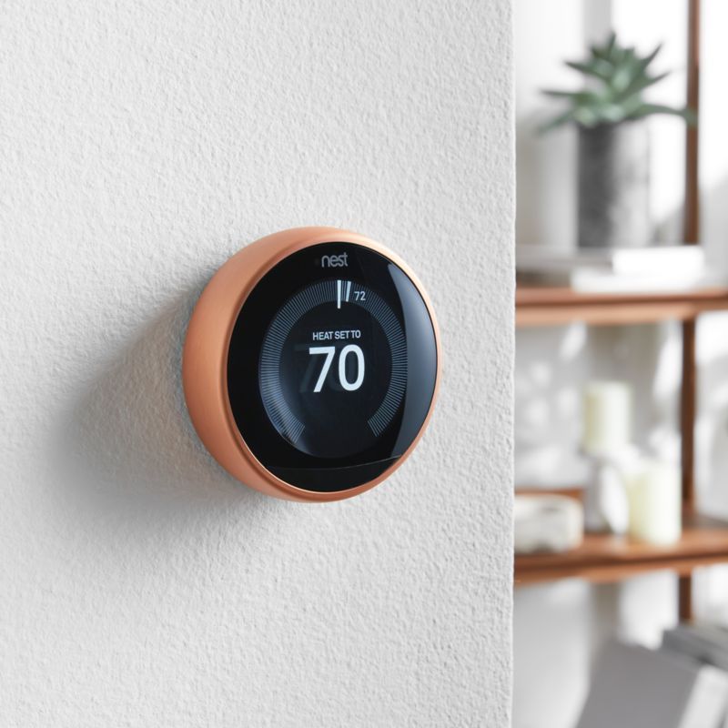 Google Nest Copper Thermostat + Reviews | Crate and Barrel | Crate & Barrel